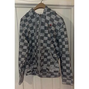 Trukfit Hoodie Checkered Size Medium Boys Grey White Zip Up